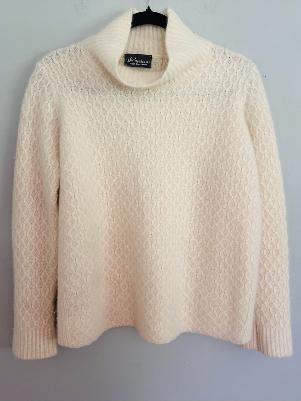 Princess Goes Hollywood 100% Cashmere Ivory Mock Neck Sweater Size 42 Cozy Soft